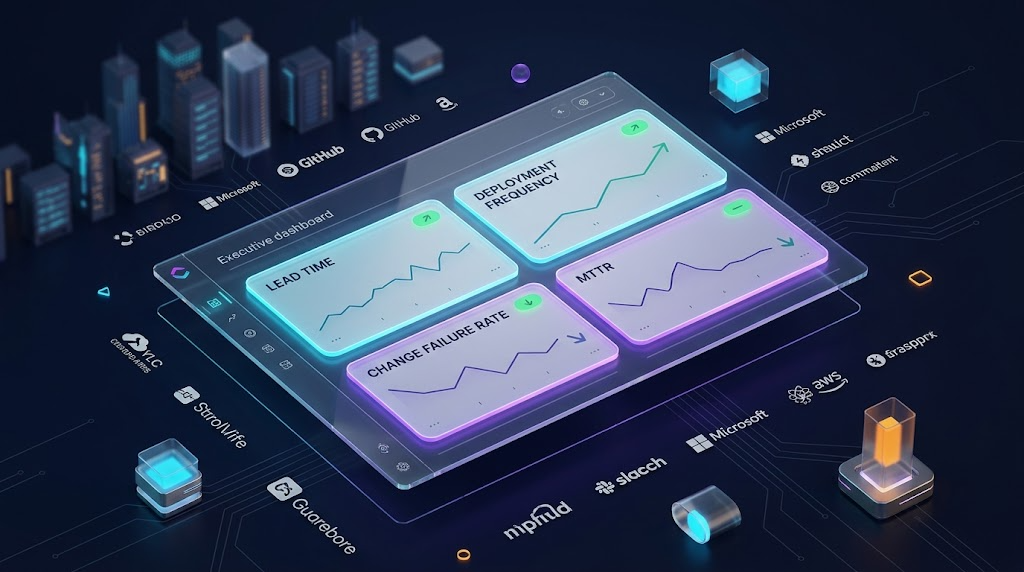 Executive dashboard with the 4 DORA KPIs